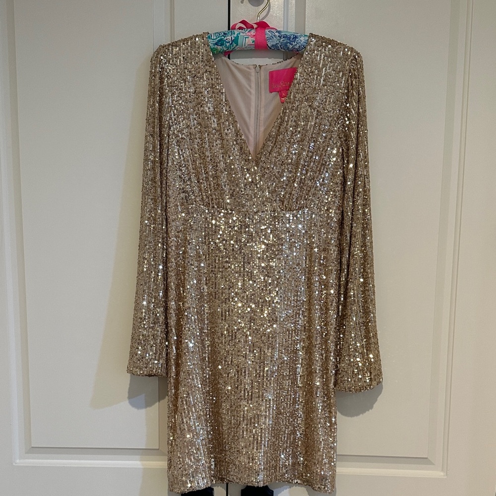 Lilly Pulitzer Gold Sequin Dress.